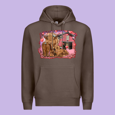 Valentine's Day Mama Cow And Baby Cows Premium Hoodie Designed By Ranaportraitstore