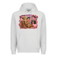 Dove Grey valentine's day mama cow and baby cows Premium Hoodie - RanaPortraitStore