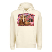 Sandshell valentine's day mama cow and baby cows Premium Hoodie - RanaPortraitStore