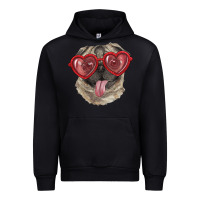 Black pug with love glasses Urban Hoodie - RanaPortraitStore