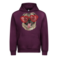 Mauve Wine pug with love glasses Urban Hoodie - RanaPortraitStore