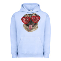 Pigment Grape Ice pug with love glasses Urban Hoodie - RanaPortraitStore