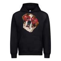 Black saint bernard with love glasses Urban Hoodie - RanaPortraitStore