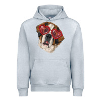 Heather Grey saint bernard with love glasses Urban Hoodie - RanaPortraitStore