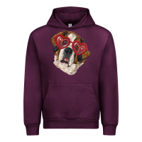 Mauve Wine saint bernard with love glasses Urban Hoodie - RanaPortraitStore