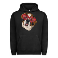 Pigment Black saint bernard with love glasses Urban Hoodie - RanaPortraitStore
