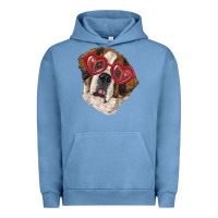 Pigment Pebble Blue saint bernard with love glasses Urban Hoodie - RanaPortraitStore