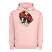 Pigment Salmon saint bernard with love glasses Urban Hoodie - RanaPortraitStore