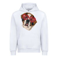White saint bernard with love glasses Urban Hoodie - RanaPortraitStore