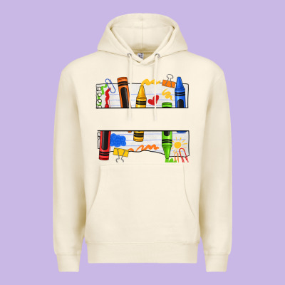 Custom Teacher Name Crayon Premium Hoodie Designed By Texasbilliewilder