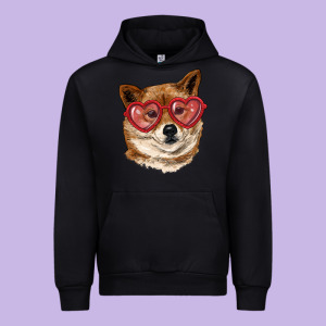 Shiba Inu With Love Glasses Urban Hoodie Designed By Ranaportraitstore