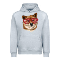 Heather Grey shiba inu with love glasses Urban Hoodie - RanaPortraitStore