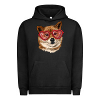 Pigment Black shiba inu with love glasses Urban Hoodie - RanaPortraitStore