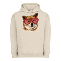 Pigment French Oak shiba inu with love glasses Urban Hoodie - RanaPortraitStore