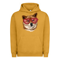 Pigment Peanut Butter shiba inu with love glasses Urban Hoodie - RanaPortraitStore