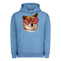 Pigment Pebble Blue shiba inu with love glasses Urban Hoodie - RanaPortraitStore