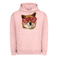 Pigment Salmon shiba inu with love glasses Urban Hoodie - RanaPortraitStore