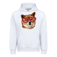 White shiba inu with love glasses Urban Hoodie - RanaPortraitStore