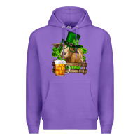 Purple st. patrick's day goat and beer Premium Hoodie - RanaPortraitStore