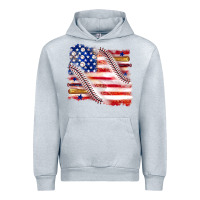 Heather Grey baseball american flag Urban Hoodie - texasbilliewilder