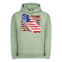Pigment Oil Green baseball american flag Urban Hoodie - texasbilliewilder