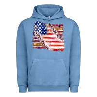 Pigment Pebble Blue baseball american flag Urban Hoodie - texasbilliewilder