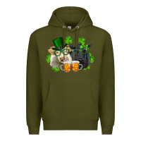 Army Green st. patrick's day charolais and black angus cows Premium Hoodie - RanaPortraitStore