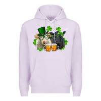 Lilac st. patrick's day charolais and black angus cows Premium Hoodie - RanaPortraitStore