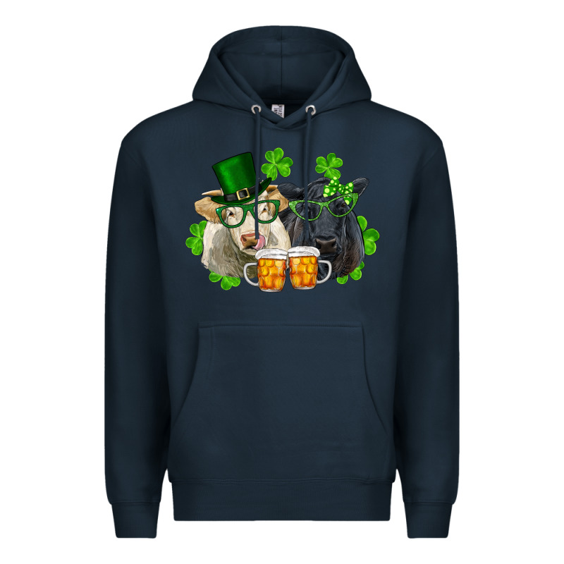 St. Patrick's Day Charolais And Black Angus Cows Premium Hoodie by RanaPortraitStore | Teevron