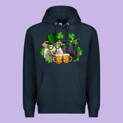 St. Patrick's Day Charolais And Black Angus Cows Premium Hoodie Designed By Ranaportraitstore