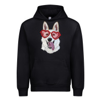 Black white shepherd with love glasses Urban Hoodie - RanaPortraitStore