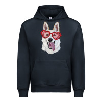 Navy white shepherd with love glasses Urban Hoodie - RanaPortraitStore