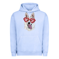 Pigment Grape Ice white shepherd with love glasses Urban Hoodie - RanaPortraitStore