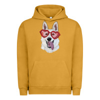 Pigment Peanut Butter white shepherd with love glasses Urban Hoodie - RanaPortraitStore
