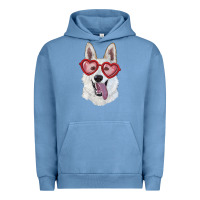 Pigment Pebble Blue white shepherd with love glasses Urban Hoodie - RanaPortraitStore