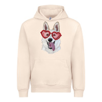 Sandshell white shepherd with love glasses Urban Hoodie - RanaPortraitStore