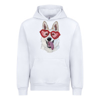 White white shepherd with love glasses Urban Hoodie - RanaPortraitStore