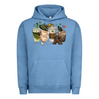 Pigment Pebble Blue coffee cups army Urban Hoodie - texasbilliewilder