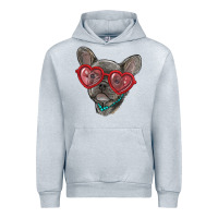 Heather Grey french bulldog with love glasses Urban Hoodie - RanaPortraitStore