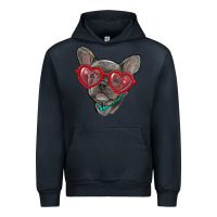 Navy french bulldog with love glasses Urban Hoodie - RanaPortraitStore