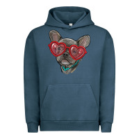 Pigment Midnight Navy french bulldog with love glasses Urban Hoodie - RanaPortraitStore