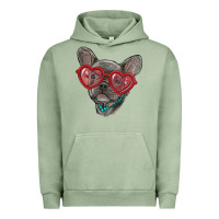 French Bulldog With Love Glasses Urban Hoodie | Teevron
