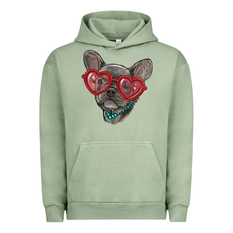 French Bulldog With Love Glasses Urban Hoodie by RanaPortraitStore | Teevron