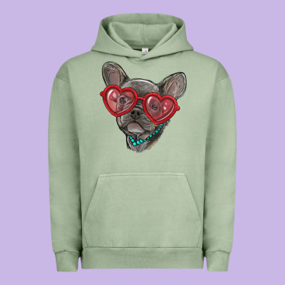 Urban Hoodie french bulldog with love glasses