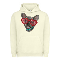 Pigment Pistachio french bulldog with love glasses Urban Hoodie - RanaPortraitStore