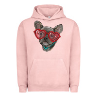 Pigment Salmon french bulldog with love glasses Urban Hoodie - RanaPortraitStore