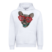 White french bulldog with love glasses Urban Hoodie - RanaPortraitStore