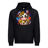 Black cute cow fourth of july Urban Hoodie - texasbilliewilder