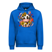 Cobalt cute cow fourth of july Urban Hoodie - texasbilliewilder