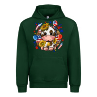 Forest Green cute cow fourth of july Urban Hoodie - texasbilliewilder